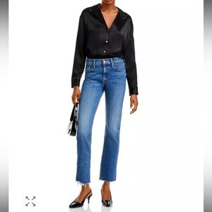 Mother The Midrise Rider Ankle Fray Jean in 'Local Charm'